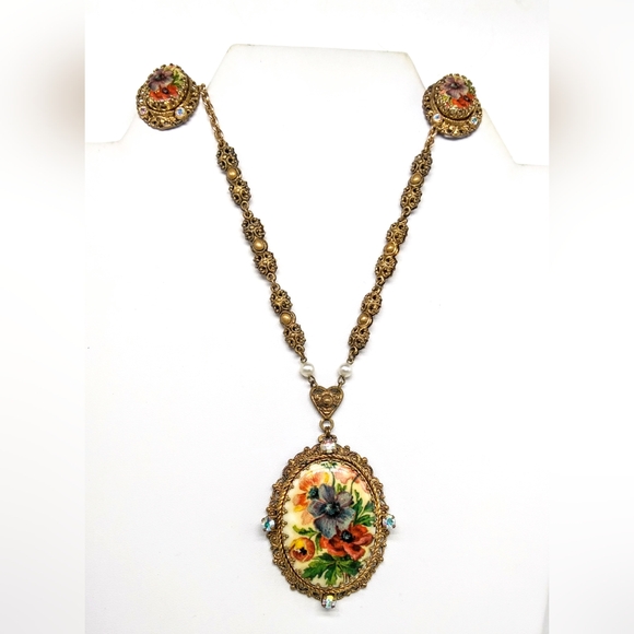 Vintage Western Germany Necklace and Earrings - Picture 1 of 13